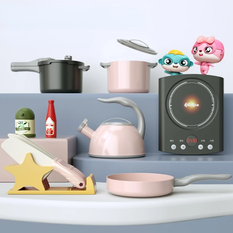 Children Play House Simulation Kitchen Cooking Toys for Kids Boys and Girls Cutting Fruit Cooking Game Kitchen Utensils Toy Set