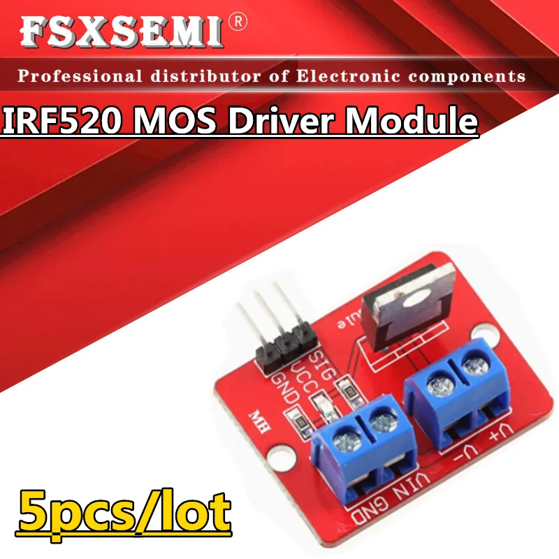 5Pcs 0-24V Pulsante Mosfet Superiore Irf520 Modulo Driver Mos Per Arduino Mcu Arm Raspberry Pi