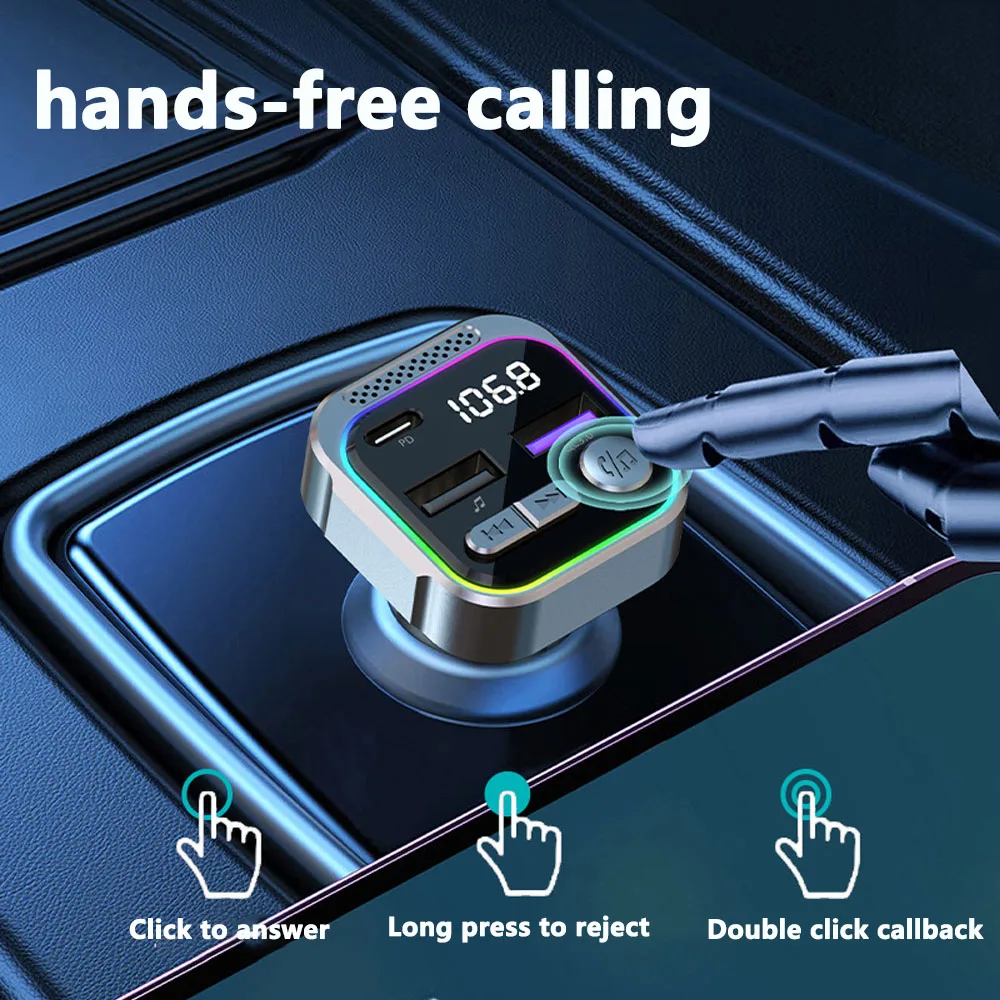 Aluminum Car MP3 Bluetooth Player FM Transmitter Fast Charger