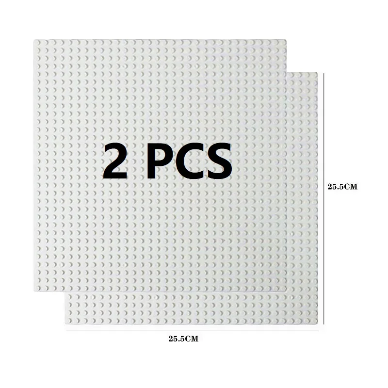 Set of 2 Classic Building Baseplates - Large Plastic Construction Block Bases