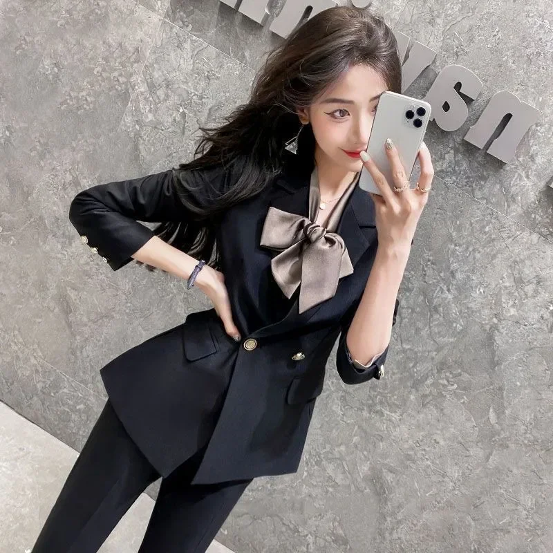 2023 New Goddess Fan Suit Autumn and Winter Fashion New High-end Small Suit Temperament Broadcast Host Dress Work Clothes S-4XL