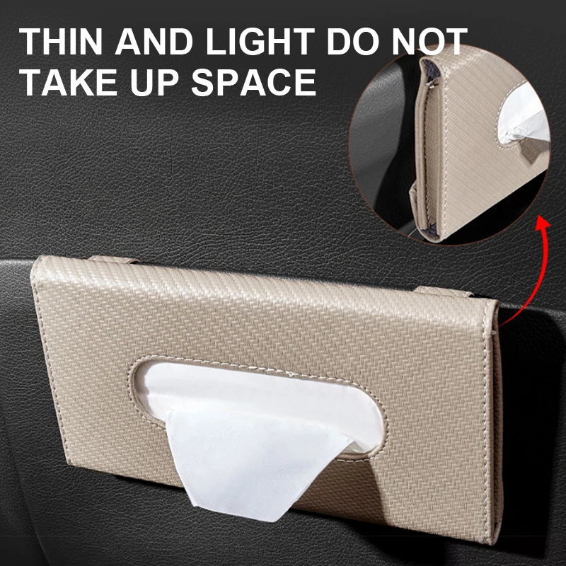 Car Sunshade Plate Tissue Box Universal Auto Interior Paper Towel Storage Bag Carbon Fiber Sun Visor