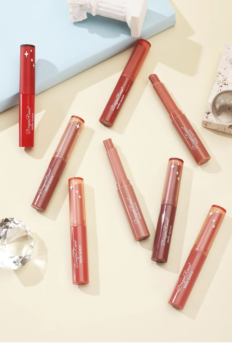 Matte Lipstick Long Lasting Tinted Lip Balm Nude Bean Paste 12 Colors_voghion.com