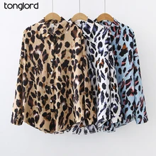 

Spring Summer Long Sleeve Women Shirts Leopard Printed Loose Blouses Western Style Woman Blusas Tops Female Oversize Female Tops
