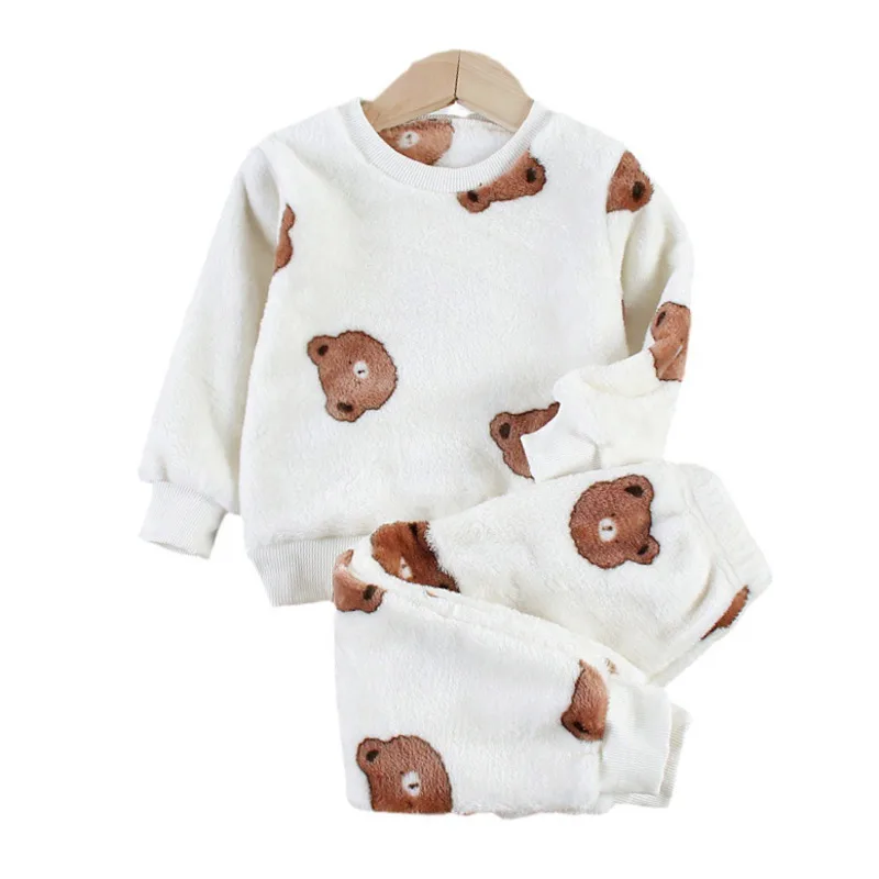 

New Winter Baby Girl Clothes Suit Children Thicken T-Shirt Pants 2Pcs/Sets Kids Boys Sleepwear Toddler Costume Infant Tracksuits