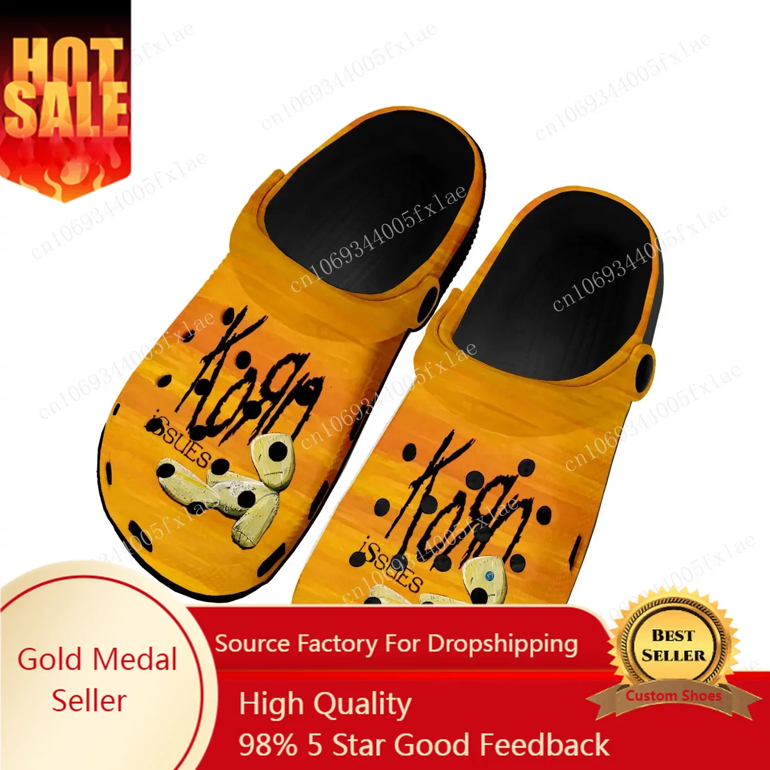 

Korn Rock Band Home Clogs Custom Water Shoes Mens Womens Teenager Shoe 3D Print Garden Clog Breathable Beach Hole Slippers Black