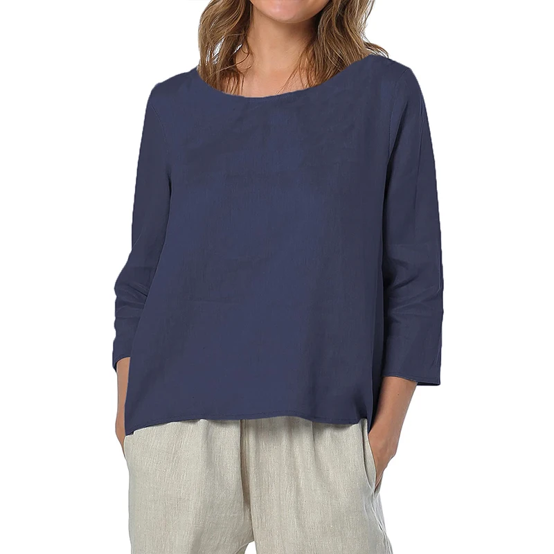 100% Linen Oversized T-Shirt Casual Asymmetrical Tees Fashion Woman Blouses 2026 Harajuku Basic Female Top Camisetas De Mujer 3