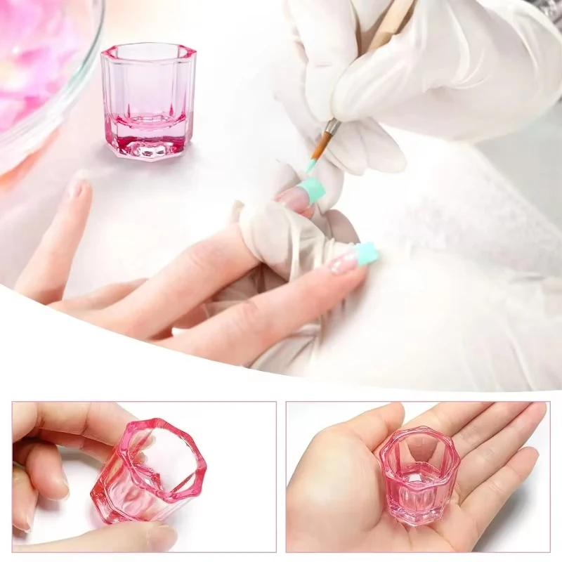 2件 nail acrylic liquid Dappen Dish Cups for Nail Art Pinkish/Blue Glass Monomer Liquid Bowl
