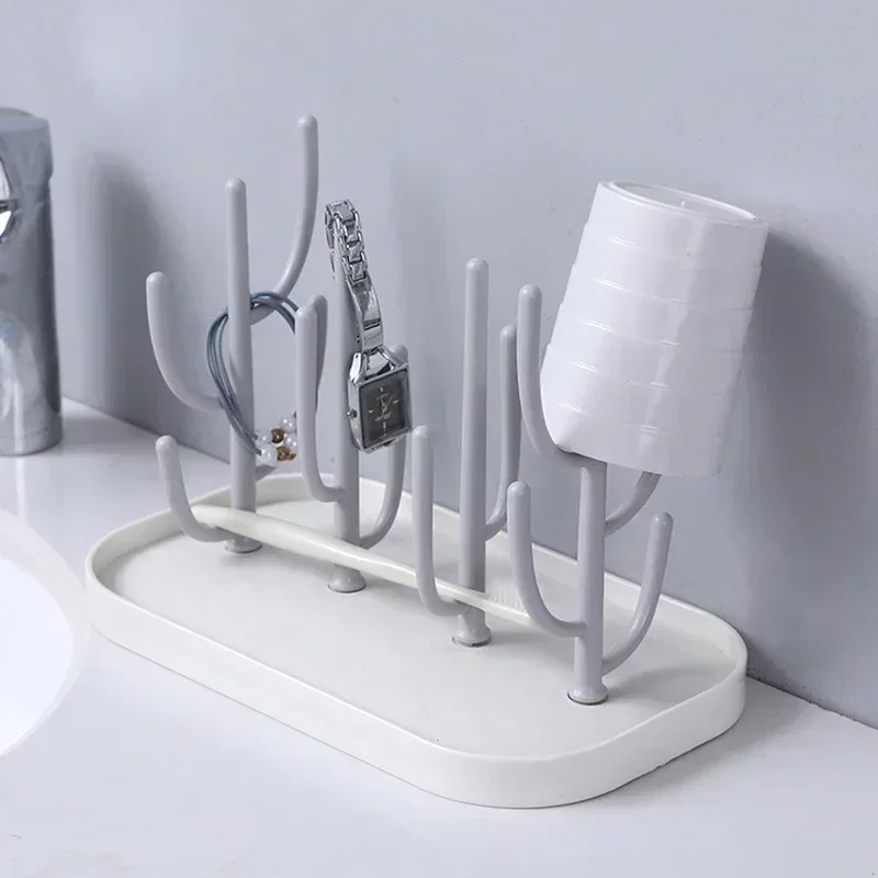Creative Tree Practical Desktop Wine Cup Teacup Baby Bottle Frame Nipple Feeding Cup Holder Detachable Storage Rack with Tray