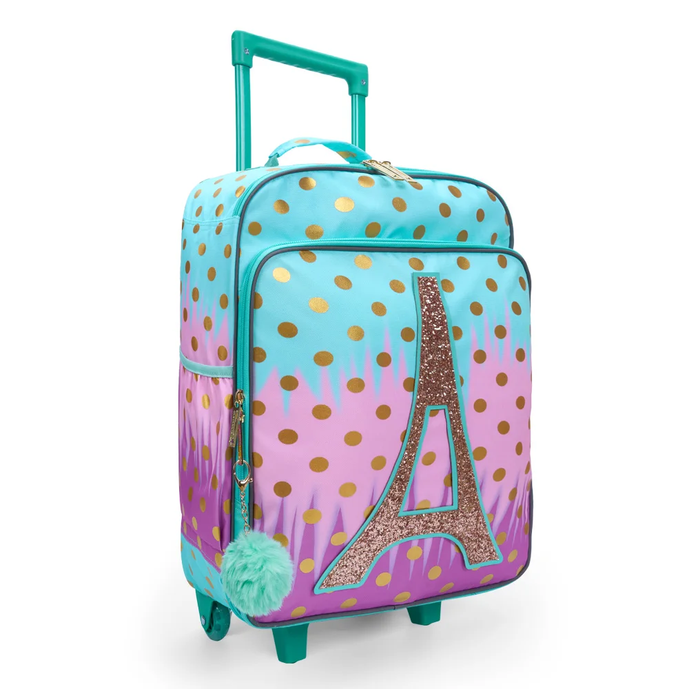 Valise à roulettes, conception de tour de dessin animé mignon, valise de voyage pour enfants, 18 pouces, colorée