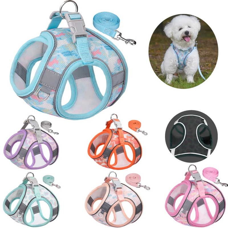 

Pet Breathable Harness Leash Set Dog Reflective Chest Strap Puppy Kitten Walking Lead for Small Medium Dog Cat Vest Pet Supplies