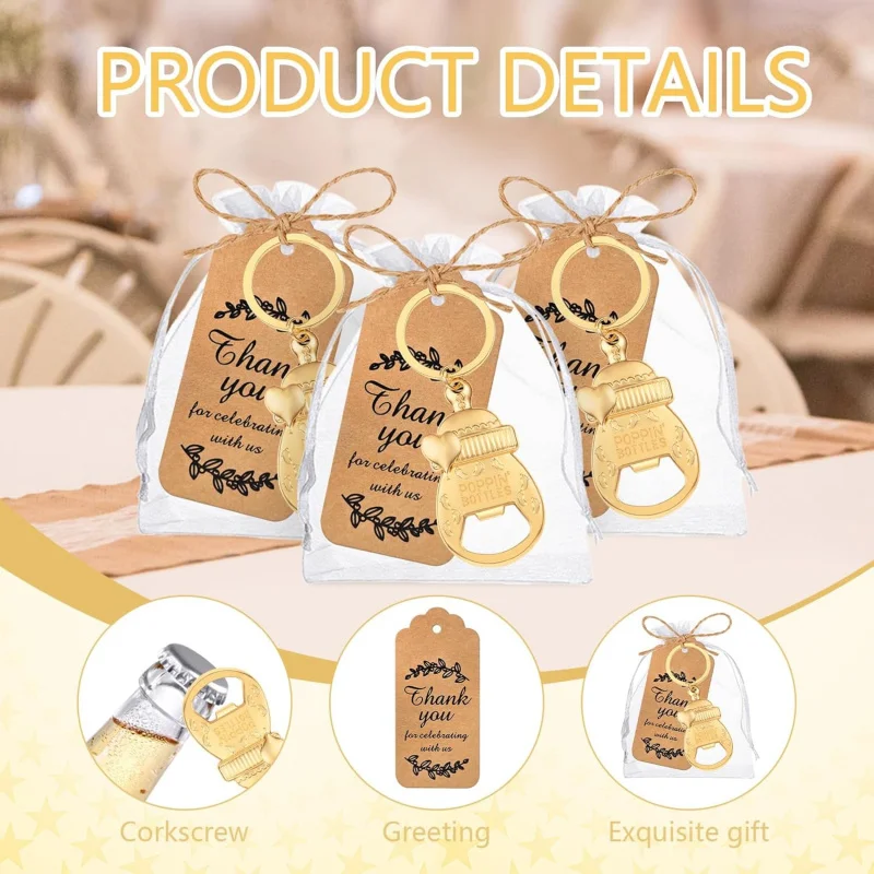 6 Set Popping Bottle Openers Keychain Baby Shower Party Favors for Guests Baby Bottle Opener Souvenirs for Reveal Wedding Party