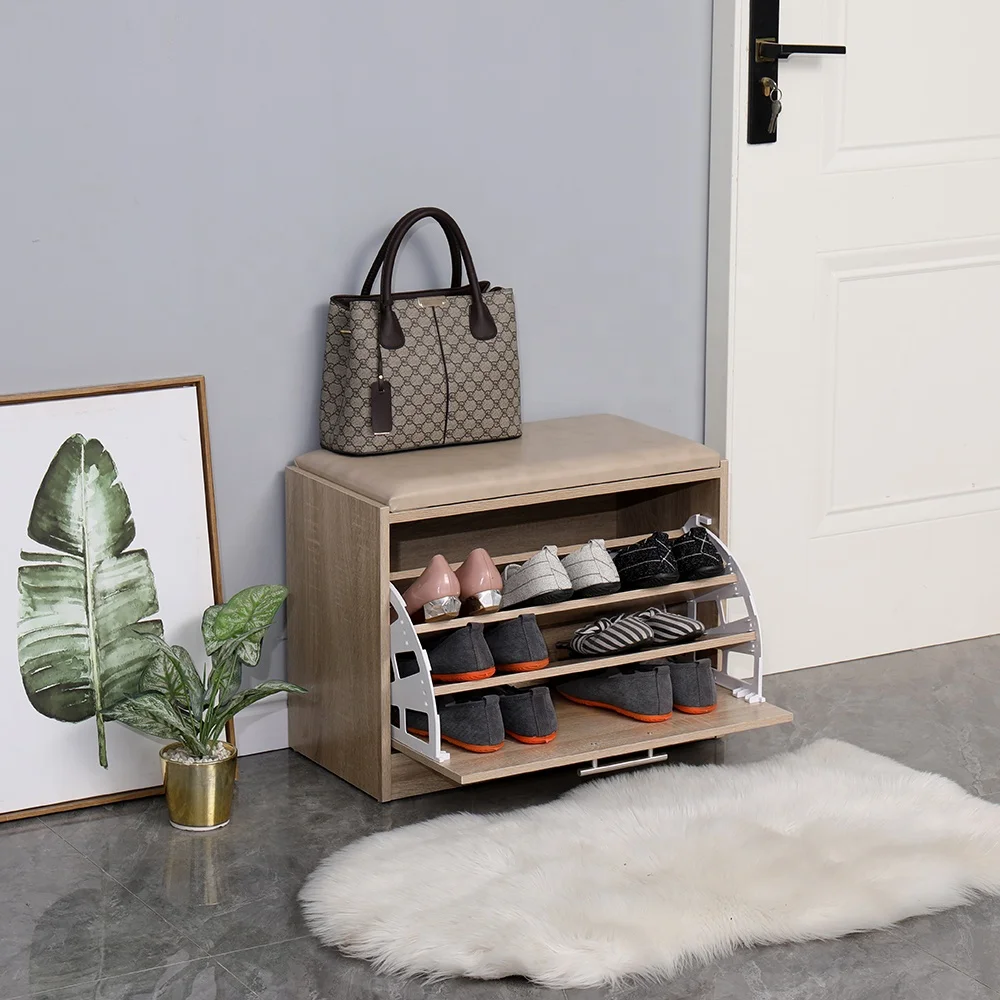 Modern Entryway PU Leather Ottoman Shoe Store Bench Shoe Storage Rack Cabinet With Seats Bench