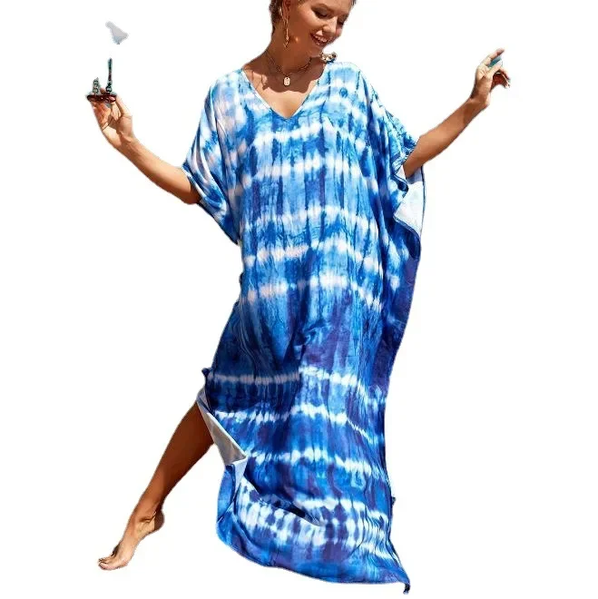 Vestido Kimono multicolor para mujer, traje de baño largo para playa y piscina, para verano, 2022