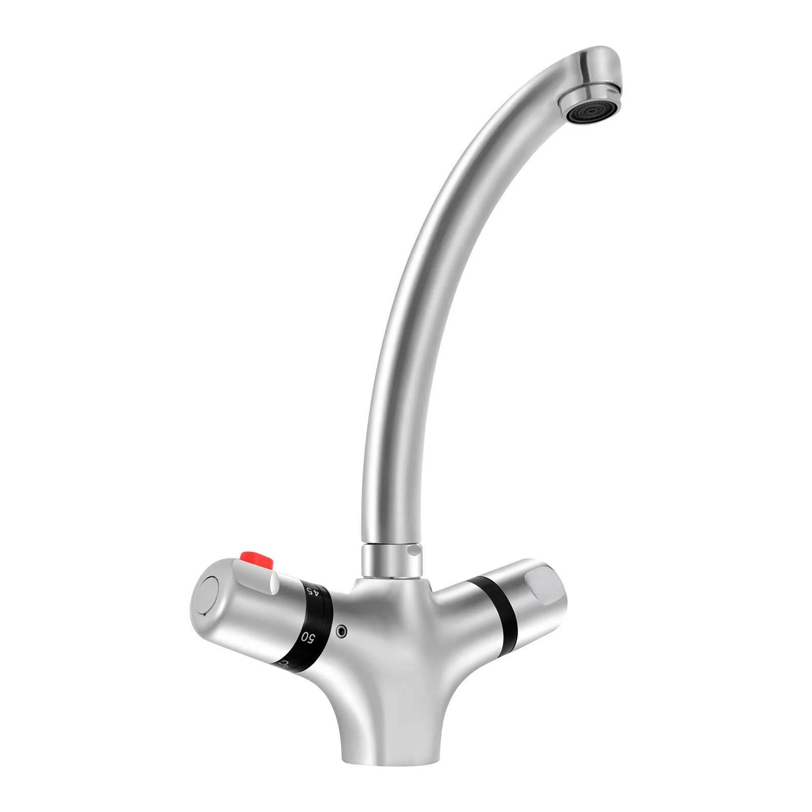 Hochwertiger Küchen-Thermostatmischer aus Messing mit Chrom-Finish, Küchenarmatur, Waschtischarmatur, Badarmatur, 360° drehbar ° Drehbar – Detail 6