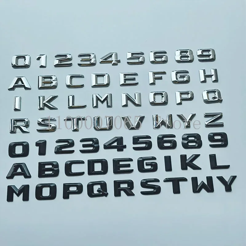 Car Emblem Car Logo 2.3cm DIY 2015 Sharp Letters Numbers 0-9 A-Z ABS Emblem A200 C300 for Mercedes Benz Full Series Car Trunk Nameplate Logo Sticker