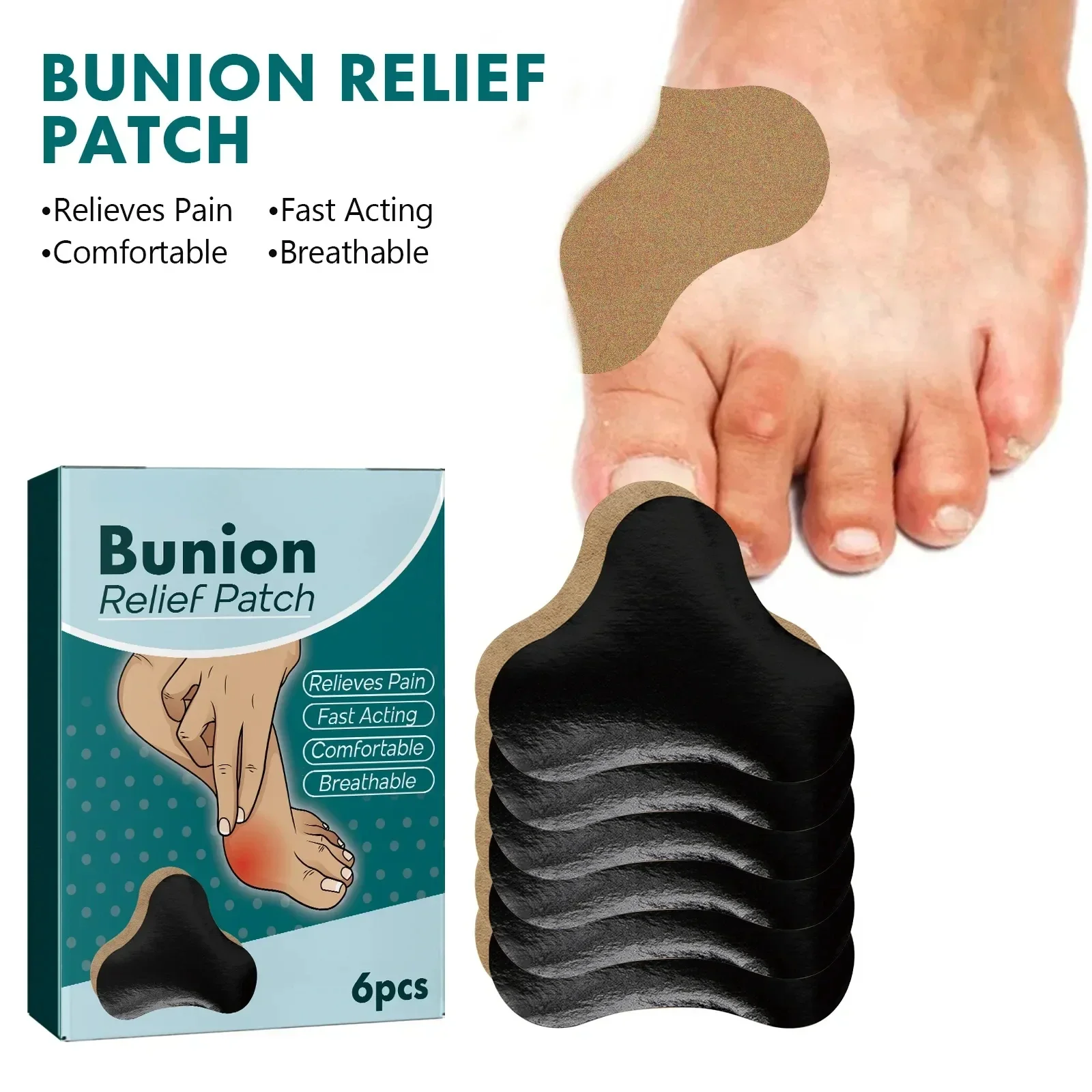 Bunion Pain Relief Patch Feet Bone Thumb Corrector Arthritis Foot Gout Swelling Treatment Medical Plaster Toe Pain Patch 6pcs/bo