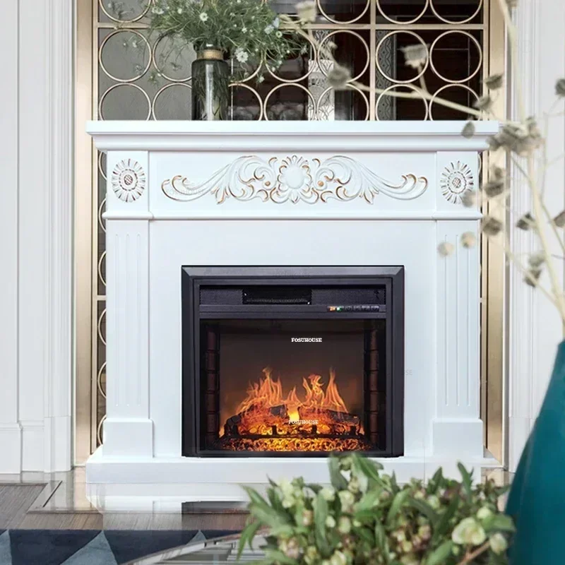 เตาผิงติดผนังแบบเรียบง่ายสำหรับตกแต่งบ้าน โรงแรม ห้องนั่งเล่น ให้ความอบอุ่น พร้อมเปลวไฟจำลอง สไตล์ยุโรป 1