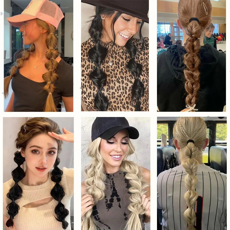 1Pc Bubble Braids Hair Ponytail Extensions Wig Synthetic Lantern Bubble Braids with Hair Tie for Women Kids Daily&Party Use