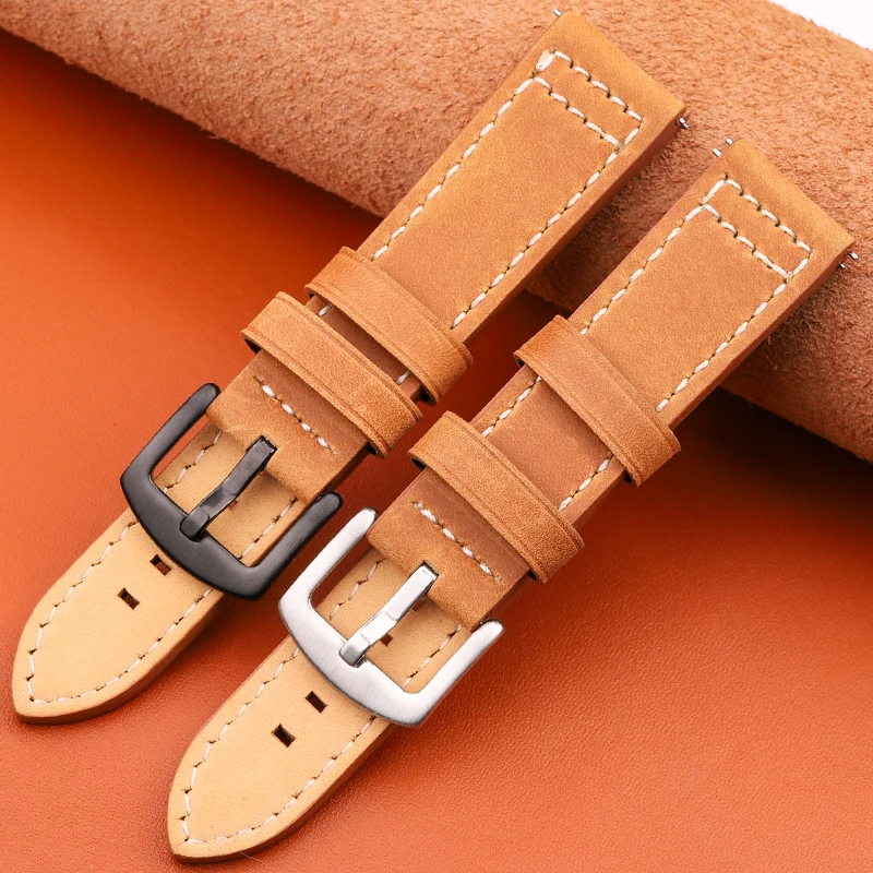Genuine Leather Watchbands Soft Quick Release Cowhide Watch Strap Women Men 18mm 20mm 22mm 24mm Wrist Band Gift