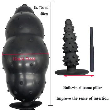 40cm*12cm Inflatable Dildo Anal Plug Built-in pillar Huge Butt Plug Vagina Anus Expansion Prostate Massage Ass Dilator Sex Toy 4