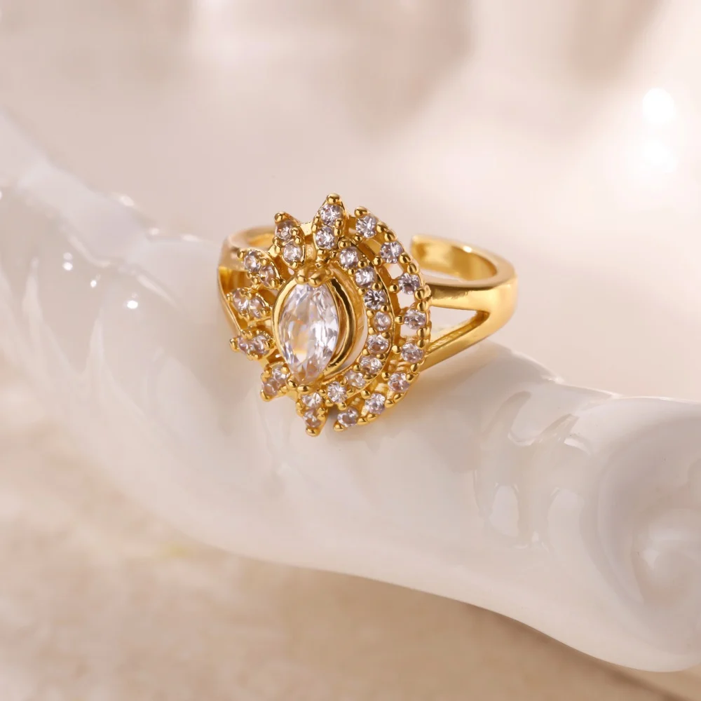 Zircon Evil Eye Rings Gold Color Finger Ring Women
