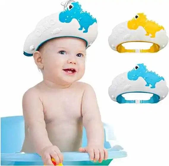 Adjustable Size Children Shampoo Cap Crown Baby Shower Cap Cartoon Bath Visor Infant Hair Shield Ear Protection Waterproof