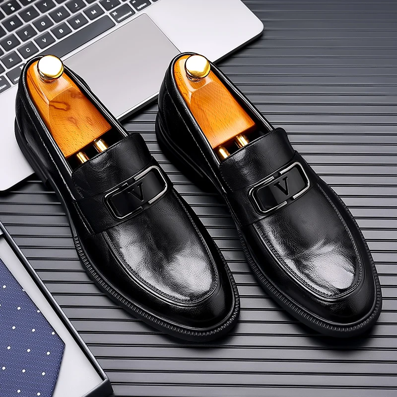 High-quality men's formal shoes leather luxury party wedding men's shoes brown oxford business lefse