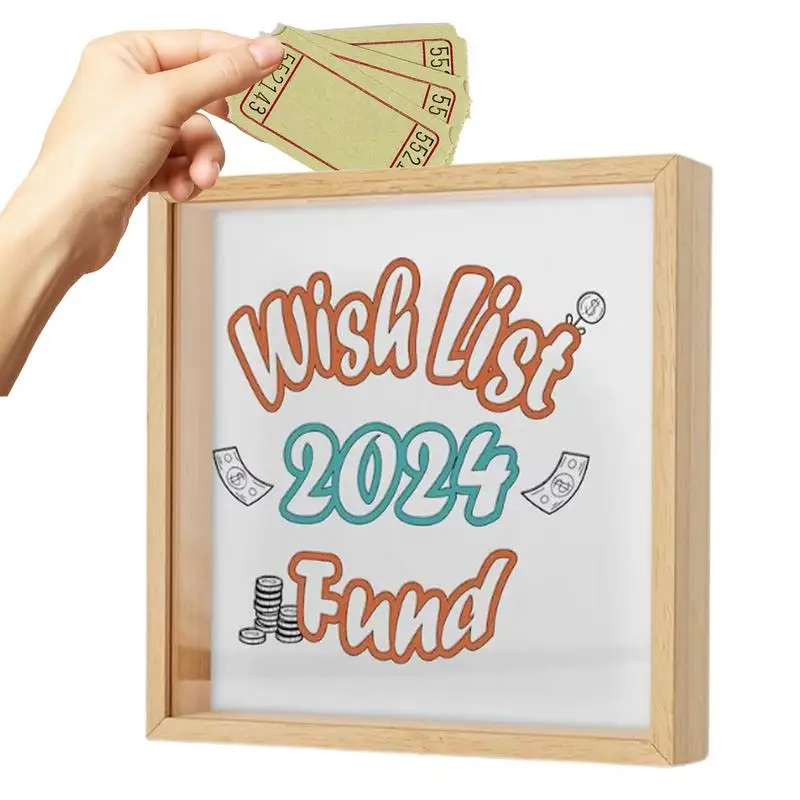 

Ticket Shadow Box 2024 Photo Album Storage Box Travel Fund Box With Slot And Hook Money Collection Commemorative Box Present