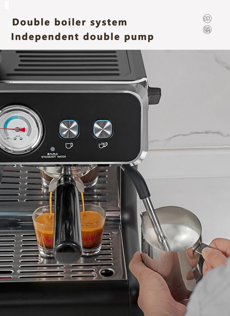 20bar Espresso Italian Coffee Maker Machine With Bean Grinder Milk