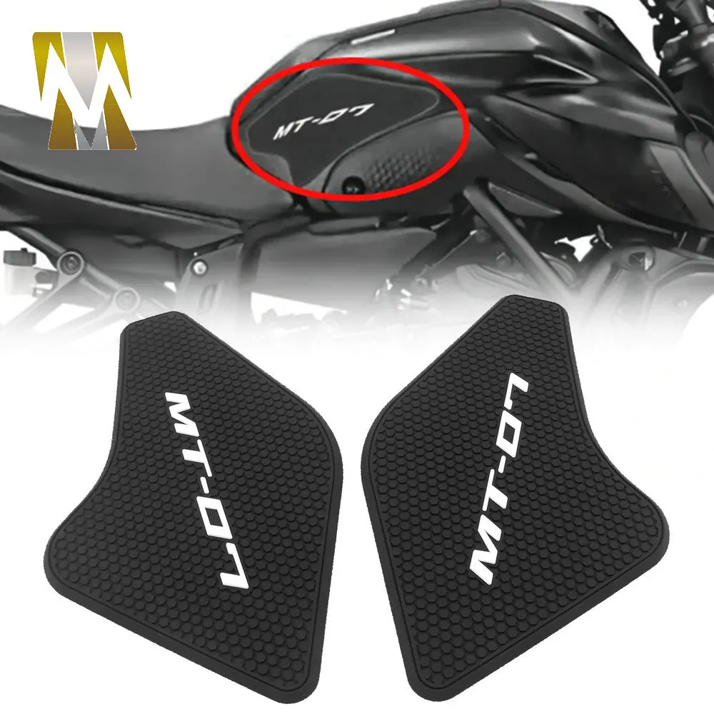 MT07 Motorcycle Accessories Side Fuel Tank Pad Protector Decal Gas Knee Grip Traction Stickers For YAMAHA MT-07 2021-2023