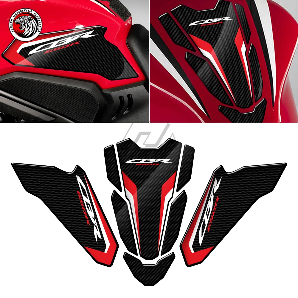 

For Honda CBR650R 2019-2022 3D Carbon-look Triple Yoke Defender Sticker Side Tank Pad Protection