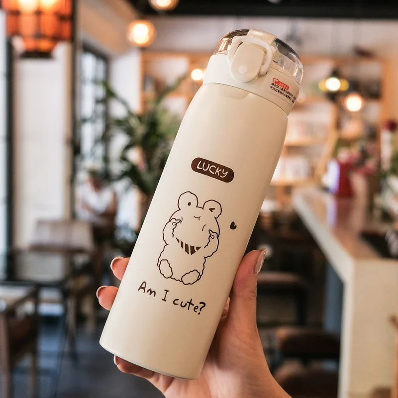 Tohuu Cute Insulated Water Bottle with Straw Kid Stainless Steel Water  Bottle with Straw Insulated Cups Portable Kids Cute Thermos with straw  Coffee Thermo cup Water Bottle Cups enhanced 