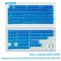 Purple RGB Backlit Crystal Keycaps - Cherry Profile with UV Printing (Top lit - Blue - 136 EN)