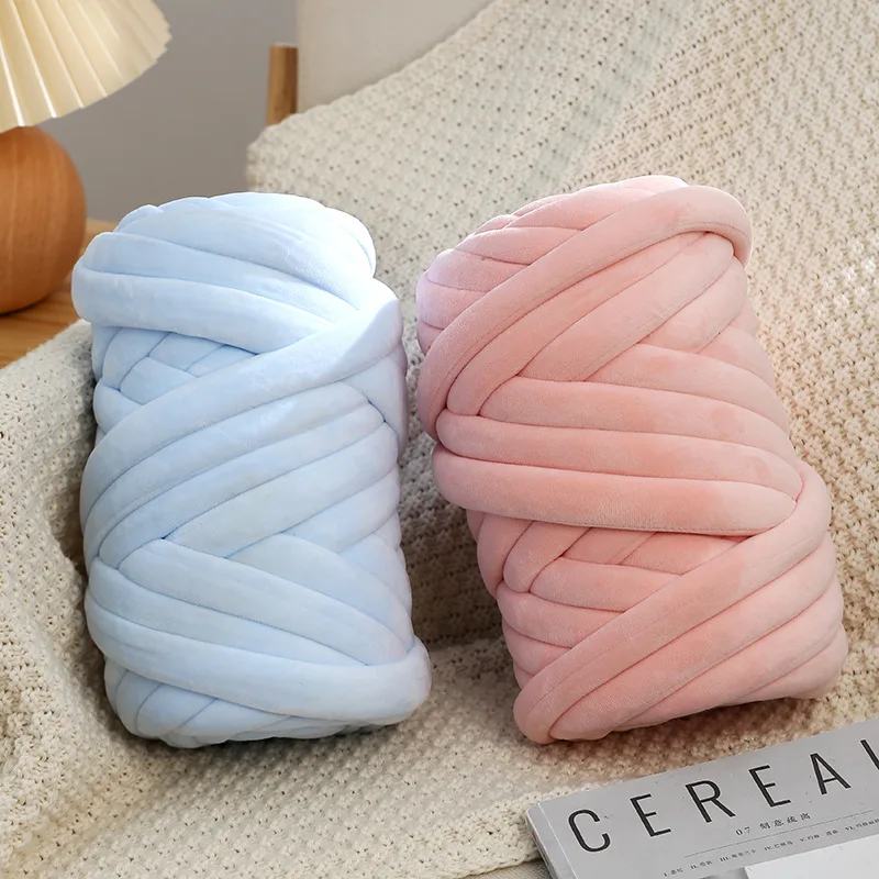 

500g 2.5cm Crystal Filling Cotton Roving Yarn Big Twist Tubular Yarn Hand Woven Knit Chunky Blanket Wool for Crochet Hilos Para