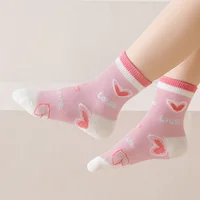 5 paires automne hiver nouvelles filles Ins Style mignon doux imprimé dentelle enfants mode tout confortable chaud coton chaussettes 4