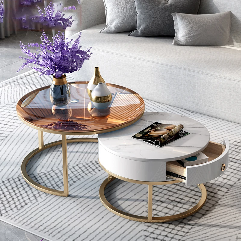 

Nordic Tea Coffee Tables Round Center Gold Smart Dressing Coffee Tables Corner Hallway Stolik Kawowy Nordic Furniture LSL25XP