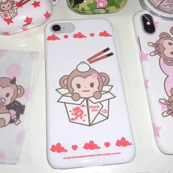 Adorable Cartoon Monkey Phone Case - Y2K Style in Simple White Cover - iPhone 15 Plus (CaseA)