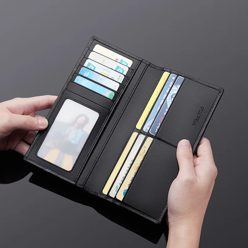 Practical gift Men's long wallet Leather horizontal top layer cowhide leather wallet card bag 6