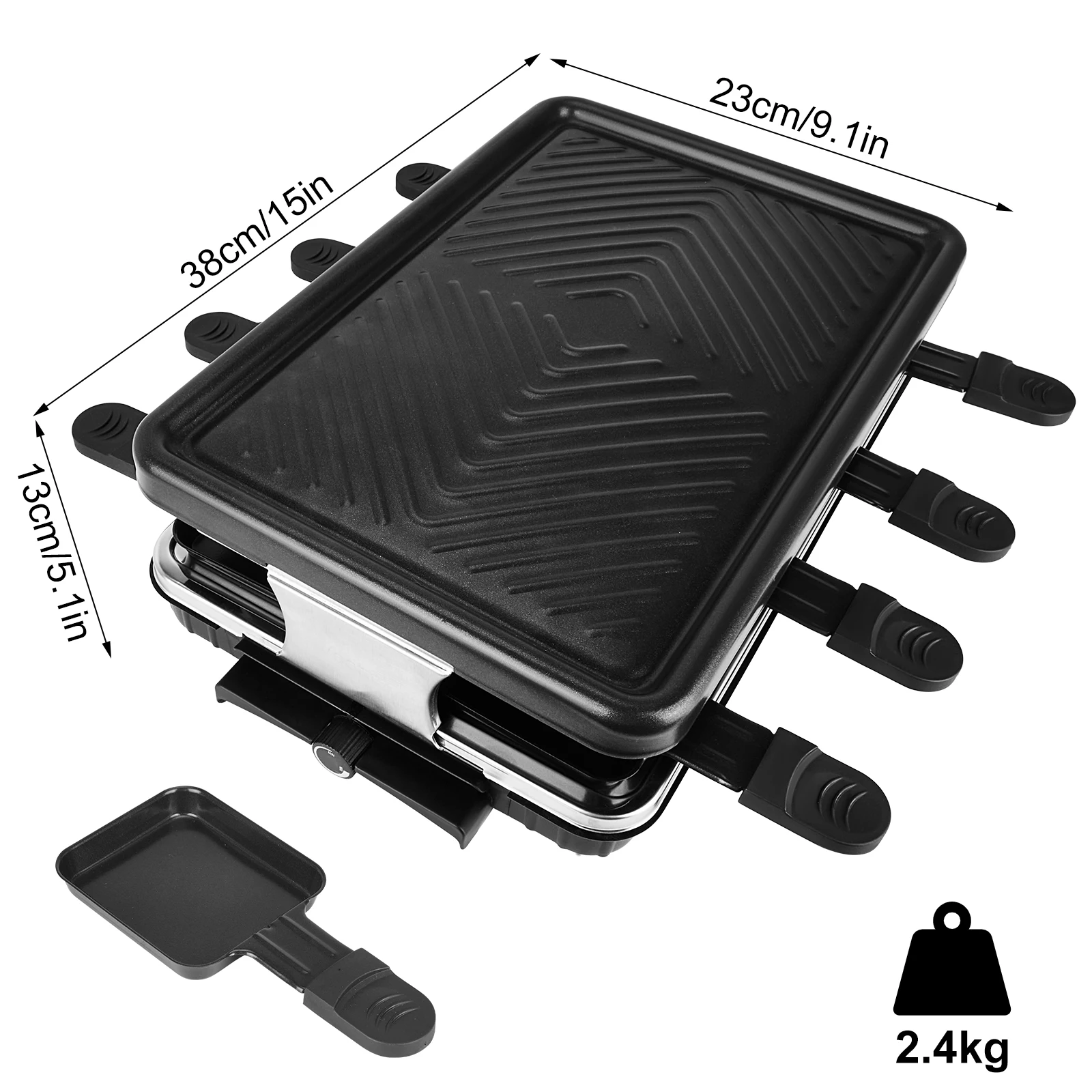 1300W Electric Indoor Searing Grill Bbq Grill Removable Grill Griddle Plates Smokeless Easy-to-Clean Nonstick Cooking Barbecue 6
