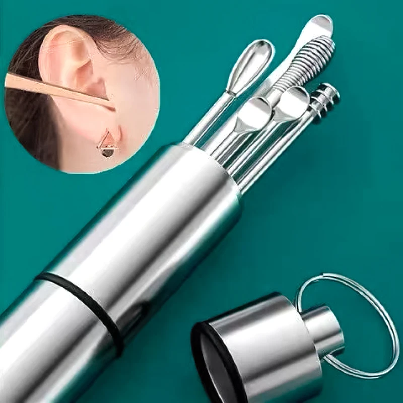 Ear Cleaner Set Earpick Ear Wax Remover Spoon Curette Cleaning Spiral Earpick Easy Earwax Removal Cleaner Kit Gadget ear cleaner set