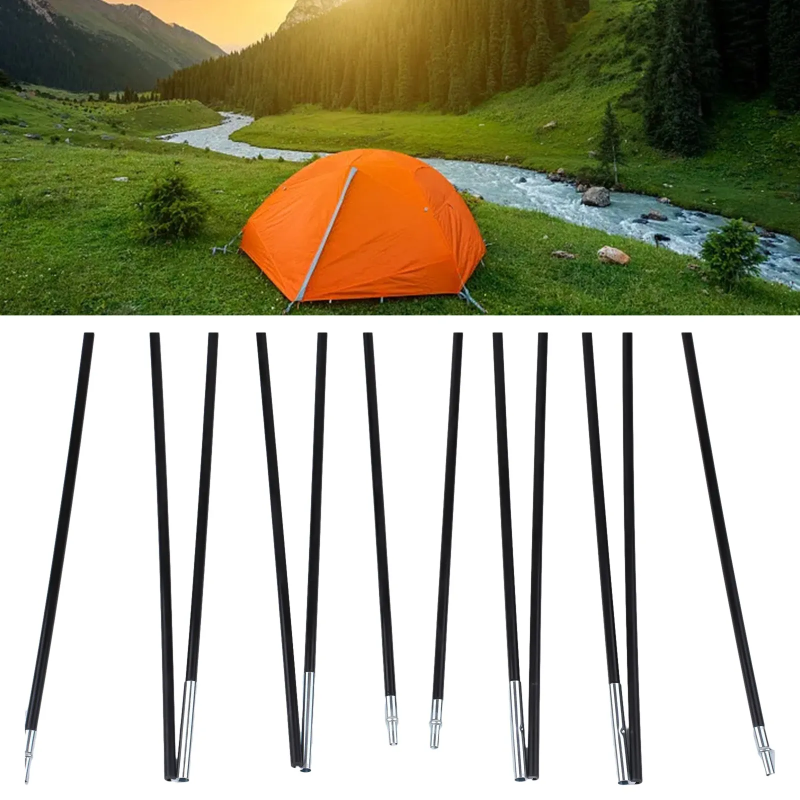 

Tent Pole Tent Rod 10ft Bars Outdoor Support Rods Camping Glass Fiber Secure And Stable New Hassle-Free Assembly