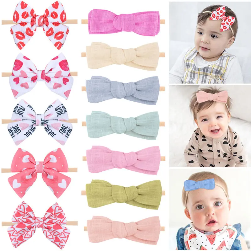 

Soft Headband For Baby Girls Elastic Hair Bands Bow Headbands Print Hair Bowknot Band Kids Headwear Baby Hair Accessories