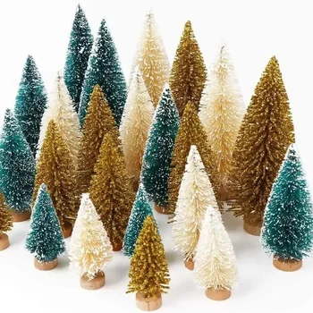 Mini Christmas Tree Stick White Cedar Desktop Small Christmas Tree Decor, Winter Snow Ornaments Trees for Xmas Party Party장식품