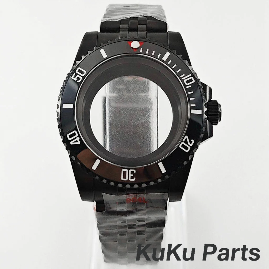 Black Purple GMT Bezel Watch Case with PVD Black Jubilee Bracelet and Sapphire Crystal