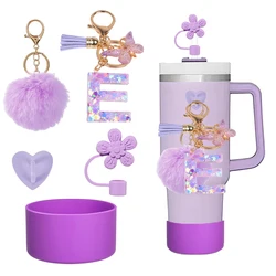 Elegant Accessory Set with Personalized Resin Initial Keychain (E)