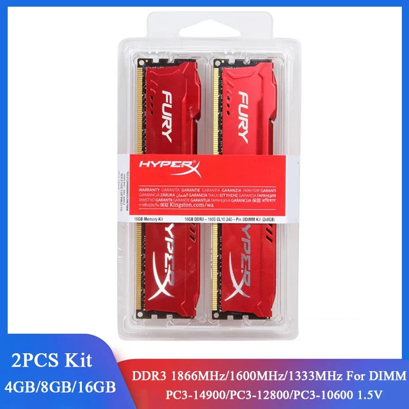 Memoria DDR3 Cölöpverő 8GB 16GB 2x4gb (2x8gb) készlet asztali 1866mhz 1600mhz 1333mhz Kos DDR3 PC3-12800 PC3-14900 1.5V DIMM memória hyperx