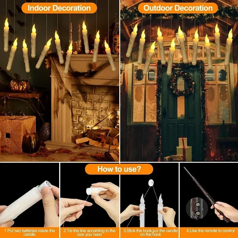 Baguette magique sans flamme à LED, fonctionnement à distance, Harry Potter,  batterie flottante ci-après, décoration de fête - AliExpress