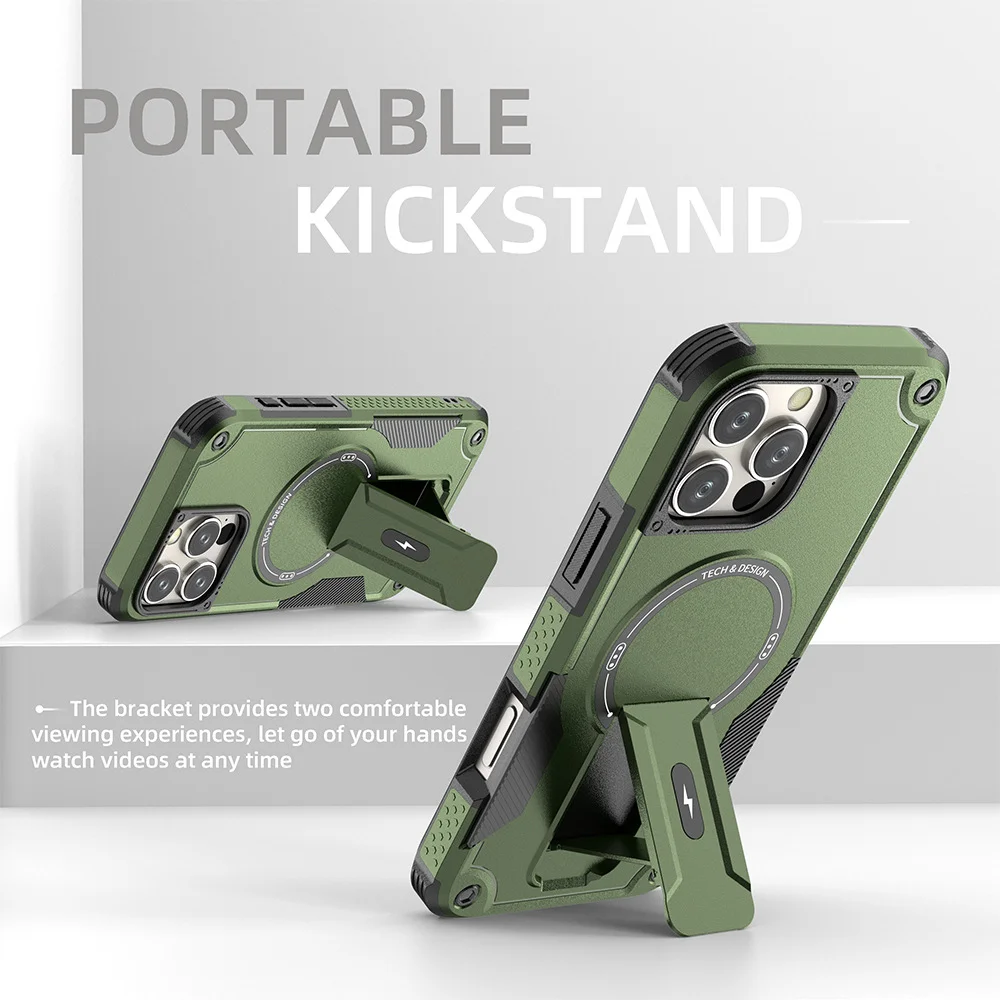 Durable Magnetic Wireless Charging Phone Case with Invisible Stand