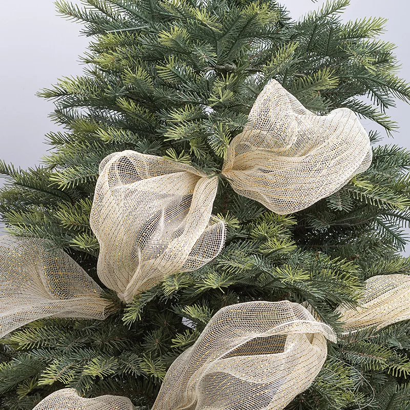 Christmas Tree Decoration Gold Sliver Mesh Ribbon Christmas Wreath Bow DIY Xmas Tree Decoration Wrapping Ribbon Wedding Decor